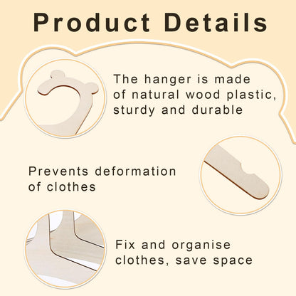 10 Pcs Baby Hangers, Wooden Baby Coat Hangers with Cute Bear Ears, Cute Toddler Infant Children Kids Clothes Hanger