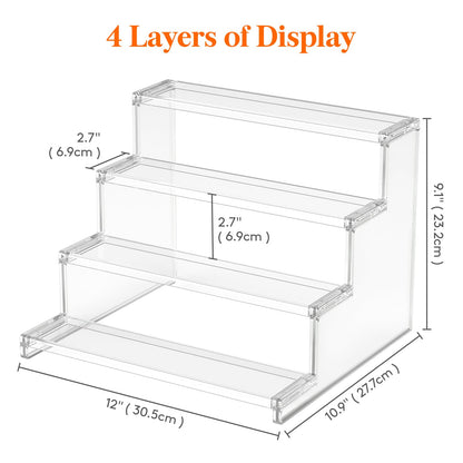 Lifewit Clear Display Stand, 12 Inch 4 Tires Perfume Display Stand Holder, Plastic Display Riser for Figures, Cupcake