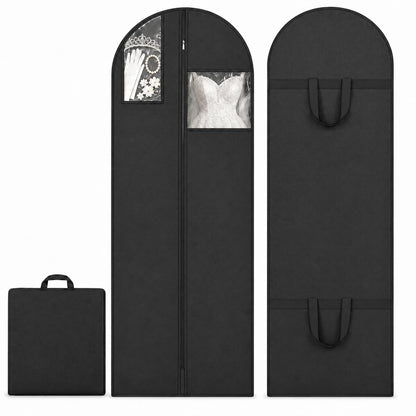 Sytinnice 2Pcs Long Dress Garment Bags, 60×180cm Folding Full Length Garment Cover Bag with Zipper, Pocket & Handle