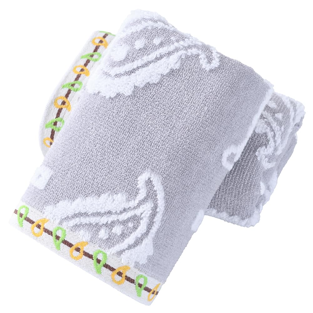 sense gnosis Grey Hand Towel Set of 2 Super Soft 100% Cotton Absorbent Paisley Pattren Jacquard Double-Faced Bath Hand Towels for Bathroom Home