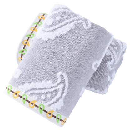 sense gnosis Grey Hand Towel Set of 2 Super Soft 100% Cotton Absorbent Paisley Pattren Jacquard Double-Faced Bath Hand Towels for Bathroom Home