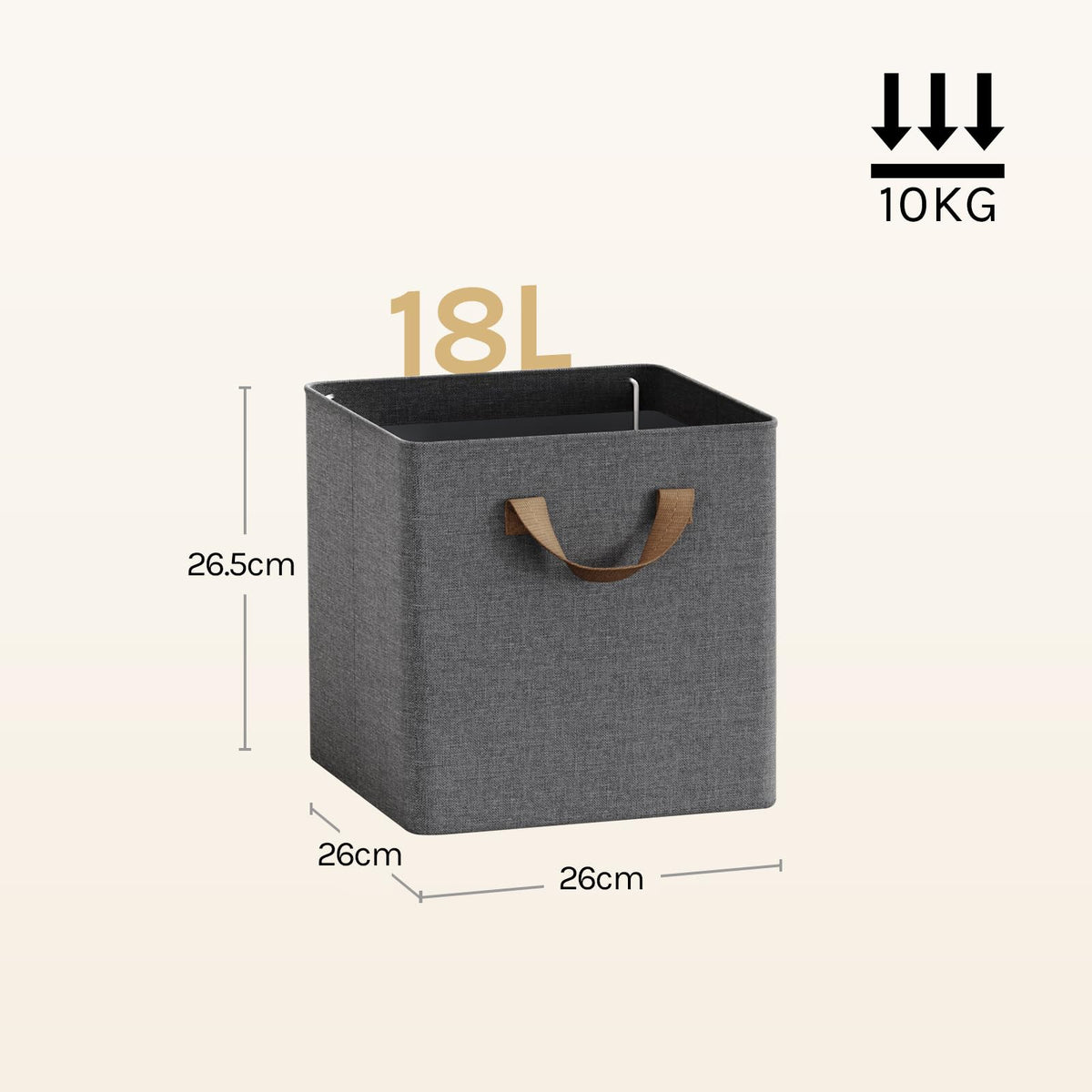 WOLTU Storage Boxes Set of 5, Storage Baskets, Folding Wardrobe Cube Boxes, with Handle and Metal Frame, for Living Room/Bedroom/Study, Linen