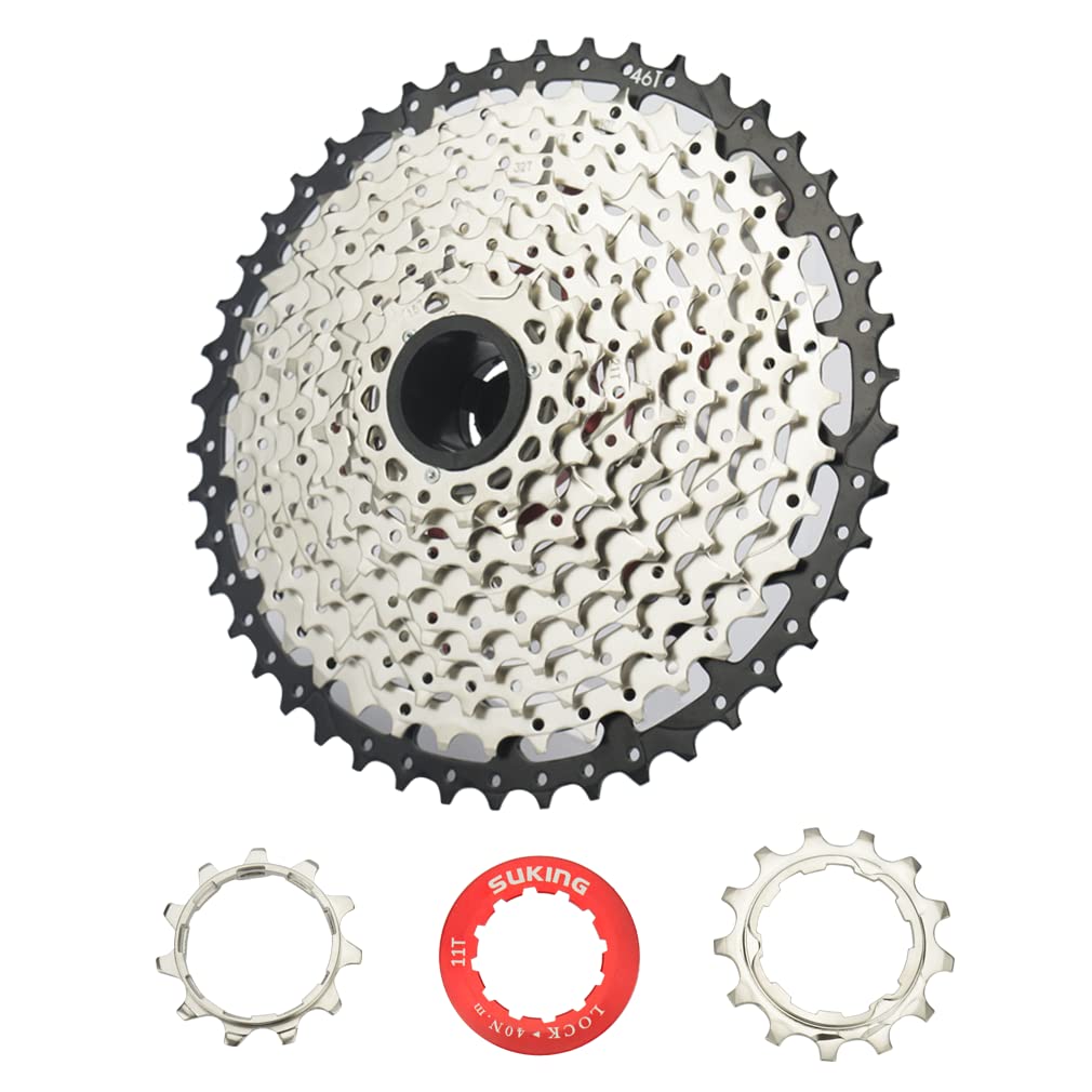 CYSKY 11 Speed Cassette 11-46T Cassette Fit for Mountain Bike, Road Bicycle, MTB, BMX (Light Weight) (11-46T)