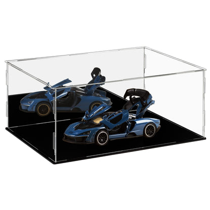 Dezzer Acrylic Display Case Box with Black Base, Assemble Countertop Clear Acrylic Dustproof Protection Showcase for Action Figures Toys