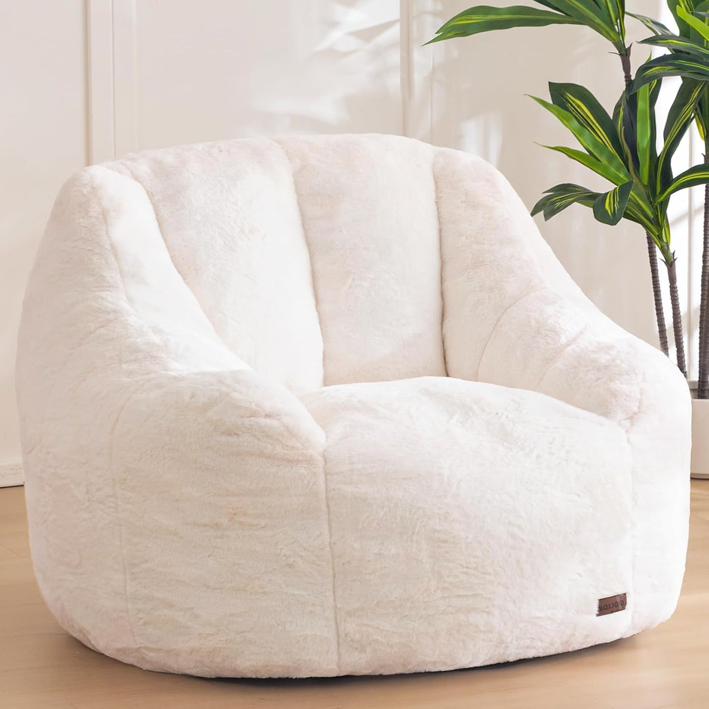 MAXYOYO Bean Bag Chair for Adults or Children, Soft Faux Fur Floor Single with Filling, Comfy Bean Bag Sofa with Back Support, Accent Chair