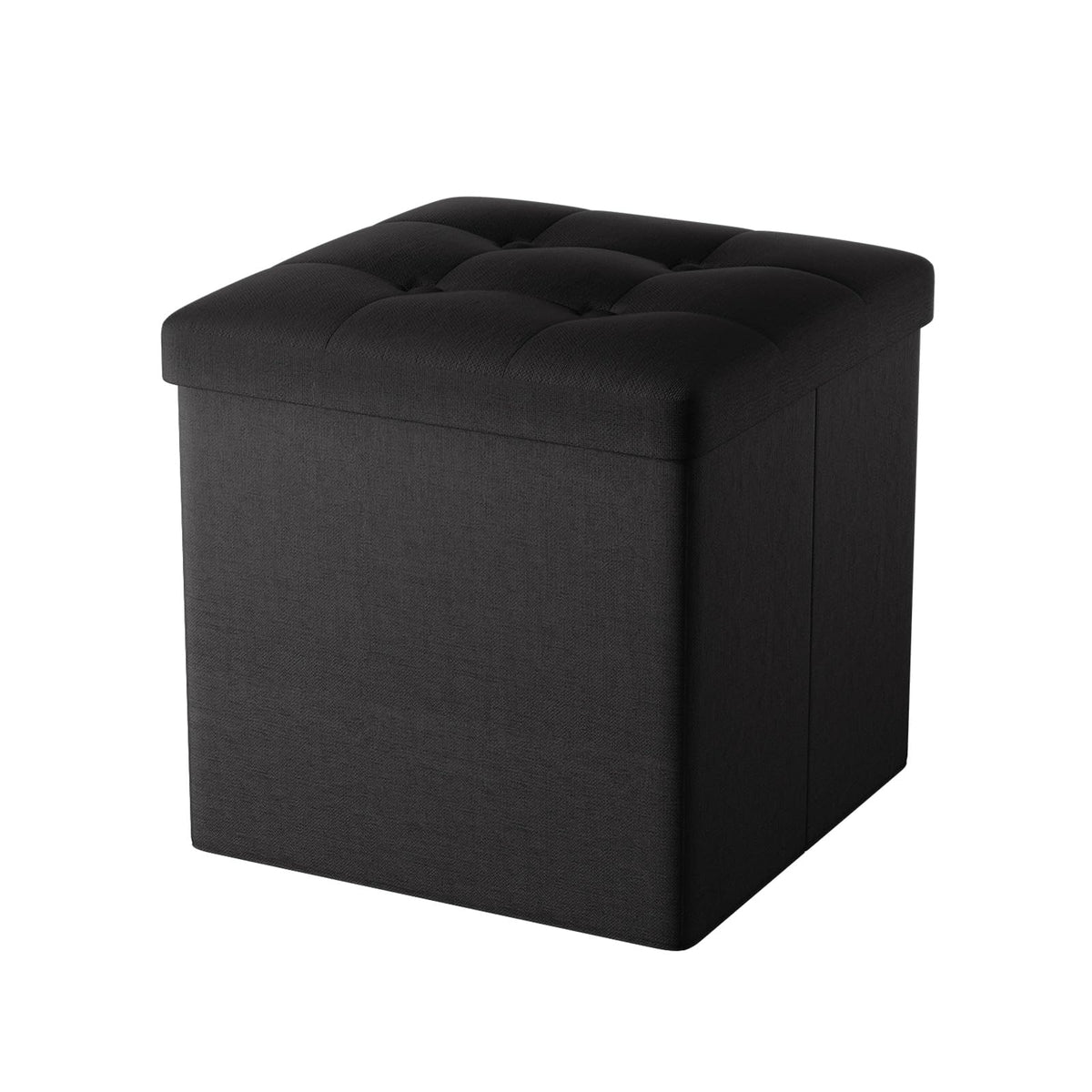Oak & Tea Storage Ottoman, Foldable Storage Bench, Small Footrest, Cube Storage Unit, 3 Storage Boxes with Lid, Footstool