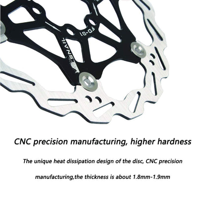 Newgoal Bicycle Disc Brake Disc, Bicycle Brake Disc Mountain Bike Floating Brake Disc Center Lock Bicycle Accessories (Black 203mm)