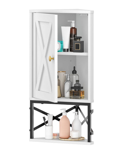 CHOEZON Bathroom Wall Cabinet, Corner Medicine Cabinet, Wall Mount Corner Cabinet for Bathroom with Open Shelf and Adjustable Shelf, Space-Saving