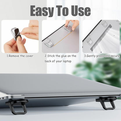 GIEEU 4 PCS Portable Keyboard Riser,Self-Adhesive Laptop Riser Stand,Mini Invisible Laptop Stand,Computer MacBook Zinc Alloy Stand for Desk