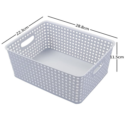 Nesmilers Plastic Weave Storage Basket Box, Storage Baskets Set of 6