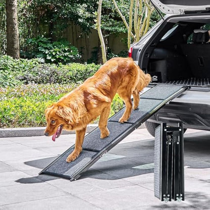 CO-Z Dog Ramp for Car, 170 cm Folding Pet Ramp for Large Dogs up to 90 kg with Non-Slip Rug Surface, Portable Dog Pet Stairs for Car SUV Truck Bed Sofa, Indoor and Outdoor Use