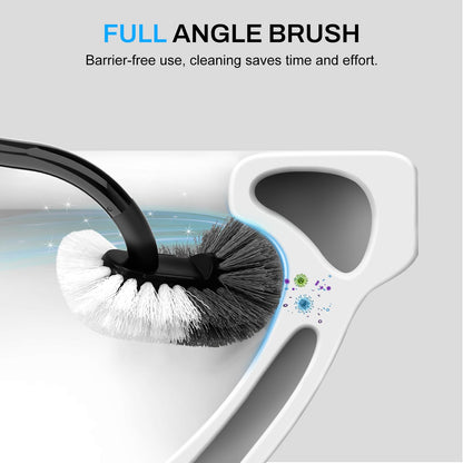 SetSail Toilet Brush and Holder, Compact Size Curved for Bathroom, black