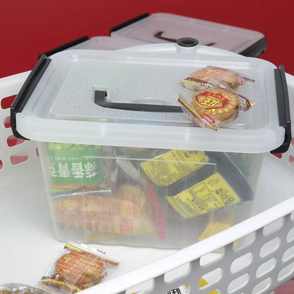 Asking 3 L Plastic Latching Box with Black Handle, Lidded Storage Bins, 6 Packs
