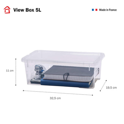 Sundis View Box, Small Plastic Storage Boxes with Lid, Pack of 10, 5L, Stackable and Stackable, Ideal for Cosmetics, Jewellery, Pens, Felts, Sewing