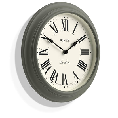 Jones Clocks Supper Club wall clock | Large classic round clock | 40cm | Asparagus green | Roman numerals |Traditional design ideal for kitchen or