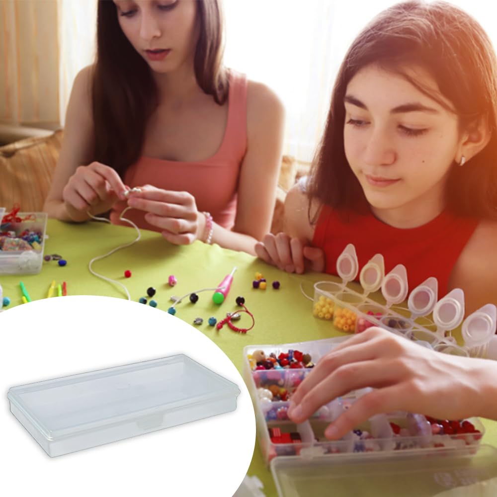Eleanly 6 Pcs Small Plastic Box Rectangular Empty Mini Clear Plastic Organizer Storage Box Craft Storage Box with Flip Lid for Small Items and Other