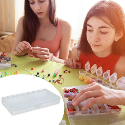 Eleanly 6 Pcs Small Plastic Box Rectangular Empty Mini Clear Plastic Organizer Storage Box Craft Storage Box with Flip Lid for Small Items and Other