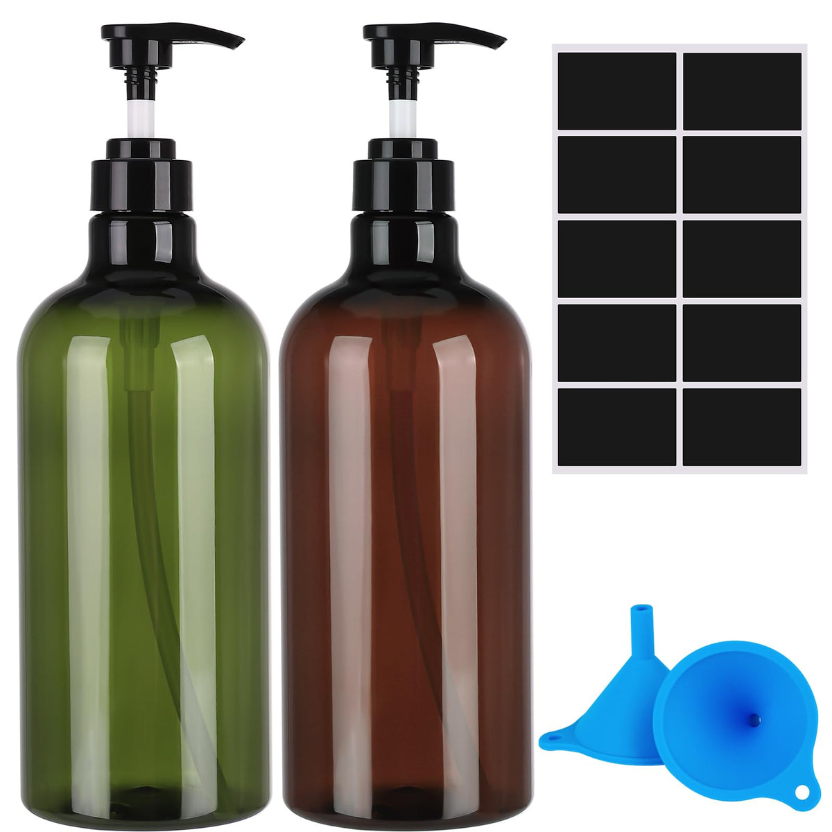 Invalidism 2Pcs Pump Bottle Dispenser 35oz Refillable Press Bottle Green