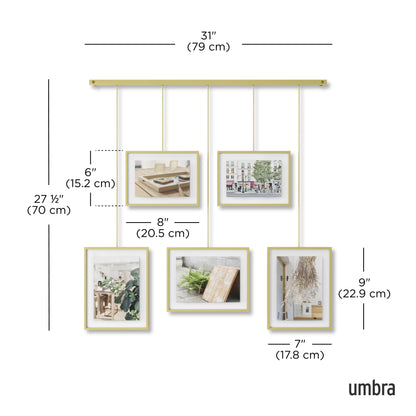Umbra Exhibit Picture Frame Gallery Set, Adjustable Collage Display for 5 Photos, Prints, Artwork and More, Holds two 4x6" and three 5x7" Photos,