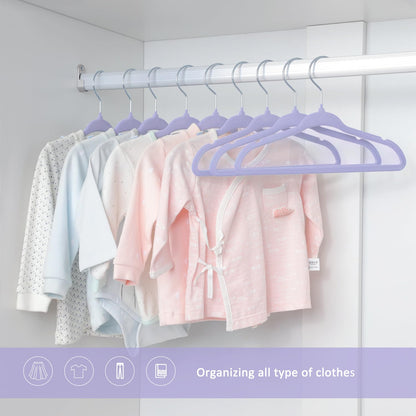 ManGotree 11" Baby Velvet Hangers Non-Slip Kids Hangers 15 Pack Purple