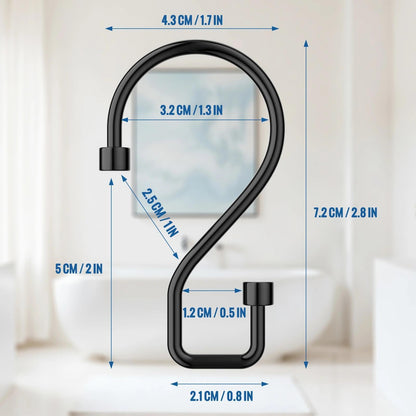 Goowin Shower Curtain Hooks, 12 Pcs S Shape Shower Curtain Rings, Rustproof Black Shower Curtain Rings