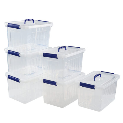 Vcansay 12 L Plastic Clear Storage Box, Lidded Storage Box, 6 Packs