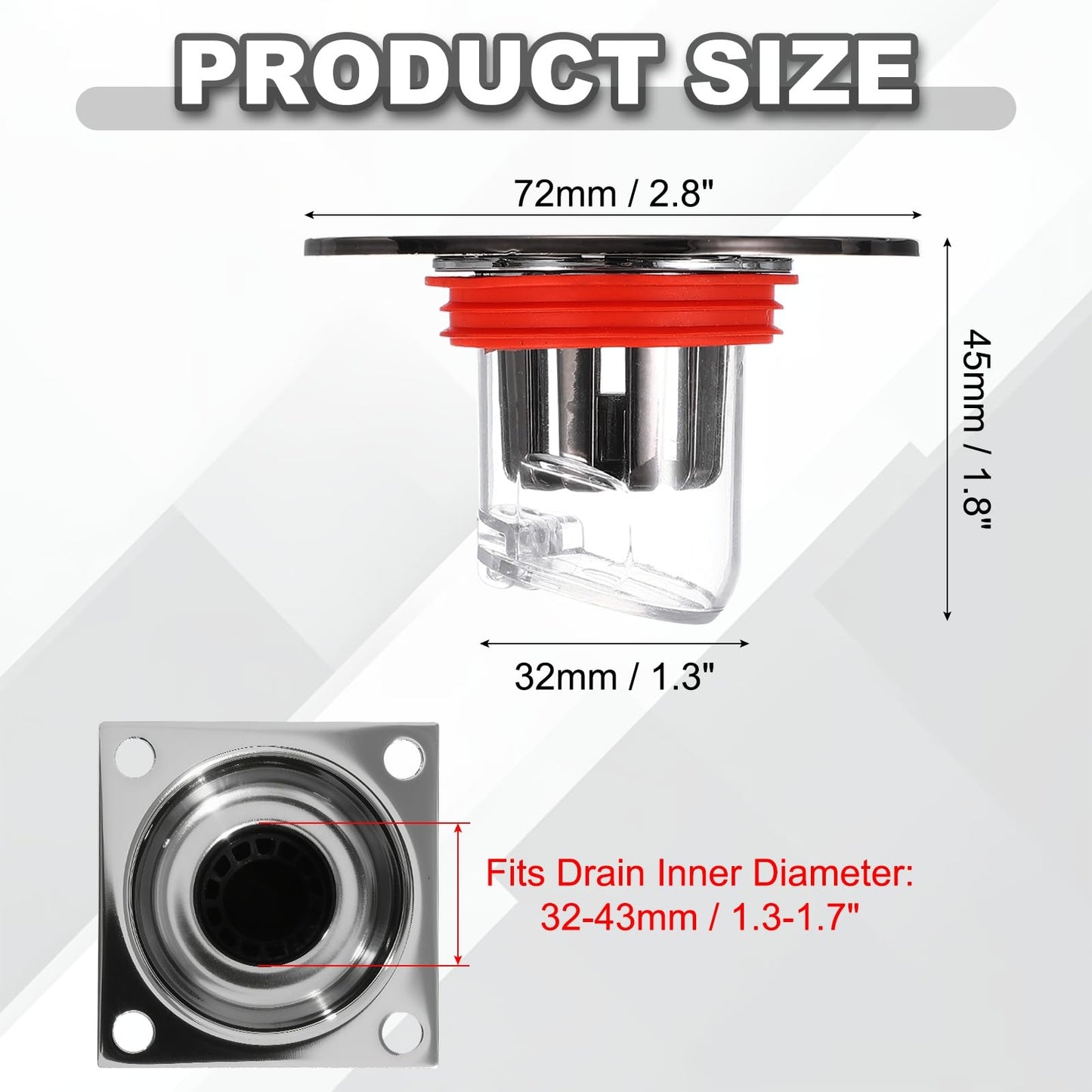 uxcell Odor Proof Floor Drain, ABS Floor Drain Cover Shower Plug Drain Backflow Preventer Suitable for 1.3-1.7" Caliber Pipes Tubes Bathroom Kitchen