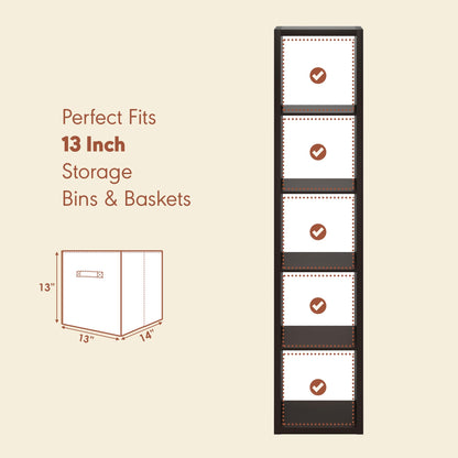 Furinno CUBICLE Record Player Stand with Vinyl Storage, 5-Cube 3 cm Extra Thick Vinyl Record Storage