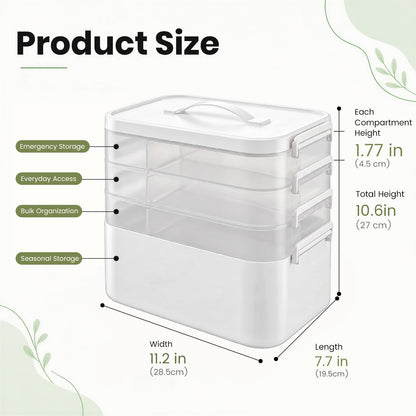 Stidyzo Medicine Storage Box, 4-layer Stackable Storage Box