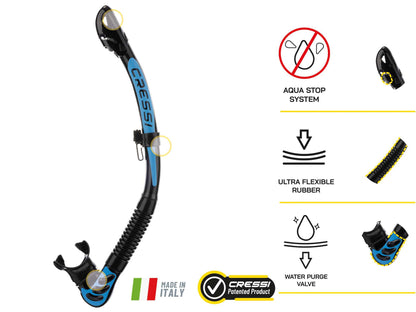 Cressi Big Eyes Evolution Mask & Alpha Ultra Dry Snorkel - Dive Combo Set, One Size, Black/HD Mirrored Lens, Adult Unisex
