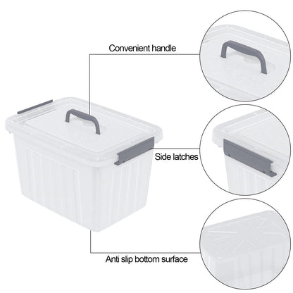 Neadas 10 L Clear Storage Latching Box, Plastic Boxes with Lid, 6-Pack
