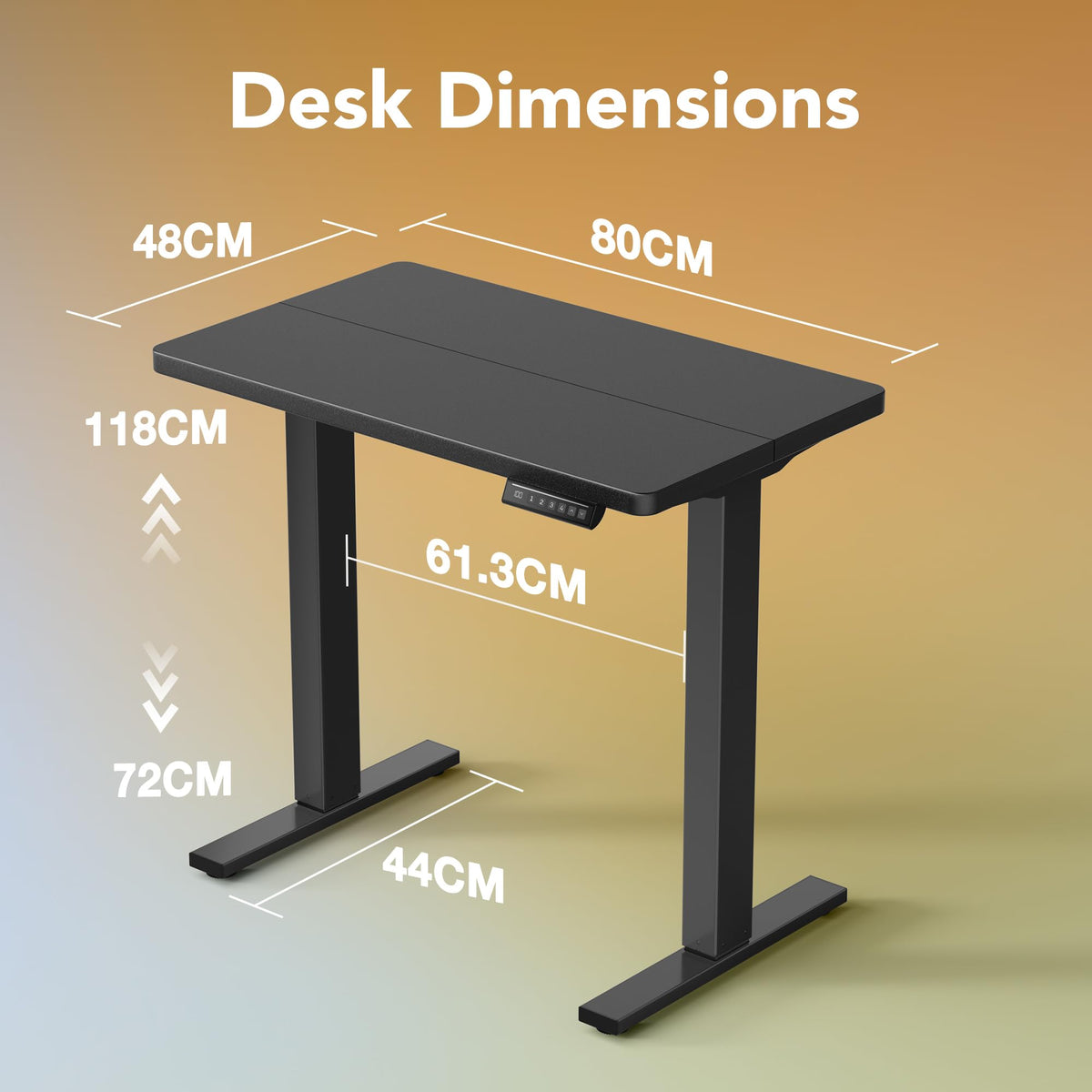HUANUO Standing Desk 80x48cm mit 4 Memory height settings