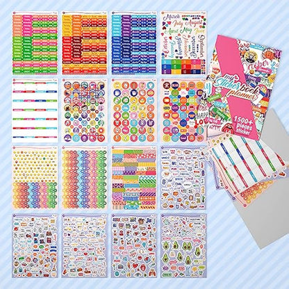 colortouch Sticker Set - 2500+ Pcs Monthly, Weekly, Daily Stickers - 32 Sheets Journal Sitckers Album for Planner, Organizer, Calendar, Album, Journal, Daily, Notebook, Bullet Journal, Homework