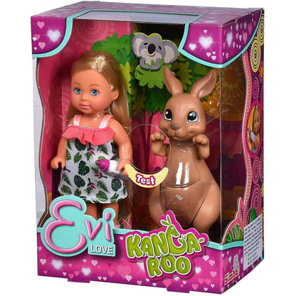 Simba Steffi Love Kangaroo 105733513 Doll in a Cute Dress with Kangaroo, Mother and Baby, with Cute Function, Try-me, 12 cm, for Children from 3 Years