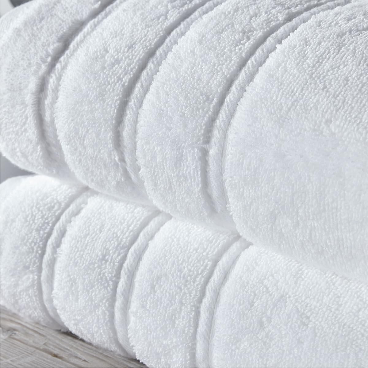 Christy Antalya Large Bath Towels | Set of 2 | 100% Turkish Cotton | 600GSM | Soft Plush Luxury Towel Set | 70cm x 125cm | Quick Dry | White