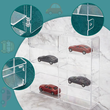 OLYCRAFT 8 Compartments Acrylic Car Display Case 19.5x17x4.4cm Small Cabinet Display Box Acrylic Model Car Displays Case Clear Bead Containers Clear