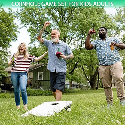 Pointyard Outdoor Cornhole Set - Regulation Cornhole Games with 8 All-Weather Bean Bags and Carrying Case - Portable Backyard Board Game for Teens Adults Family