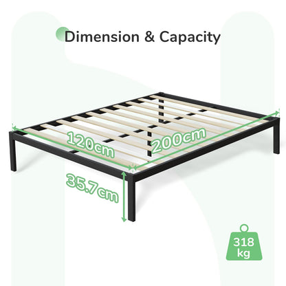Novilla 30.5cm Metal Bed Frame, Platform Bed Frame with Noise-Cancell Design, Engineered Wood Slat Support, Solid Support Legs, Easy Assembly