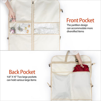 Syeeiex Wedding Dress Bag Long Dress Bag Cover 72 Inch Garment Bag Clothes Cover with 4 Large Pockets and PVC Transparent Window for Wedding and