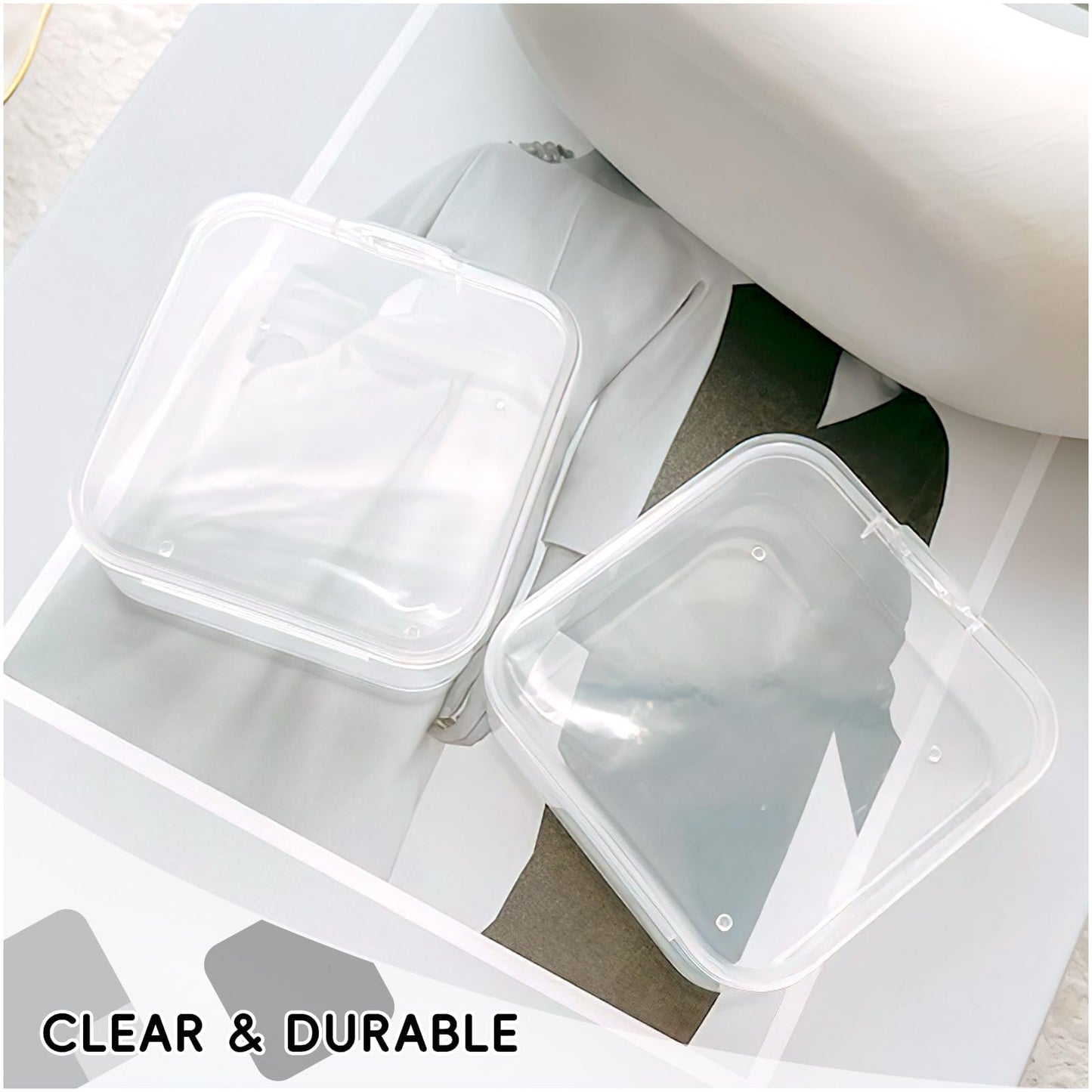 DUOFIRE Small Storage Boxes with Lids, 12 Pieces, 6.4 x 6.4 x 2 cm