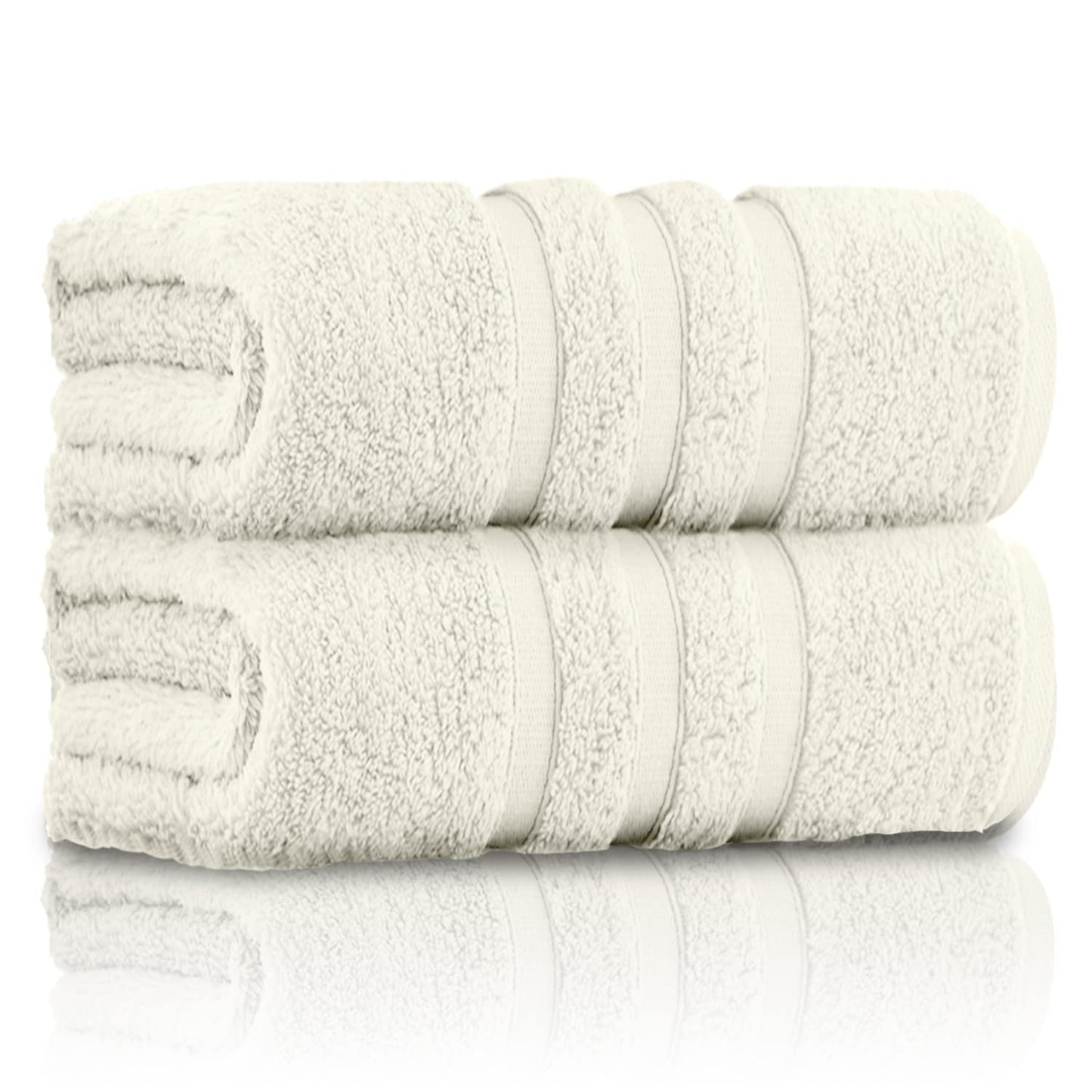 GC GAVENO CAVAILIA Pack of 2 Ultra Soft Super Absorbent Bath Sheets, 550 GSM 100% Cotton Line Texture Towels, Cream, 80x140 Cm