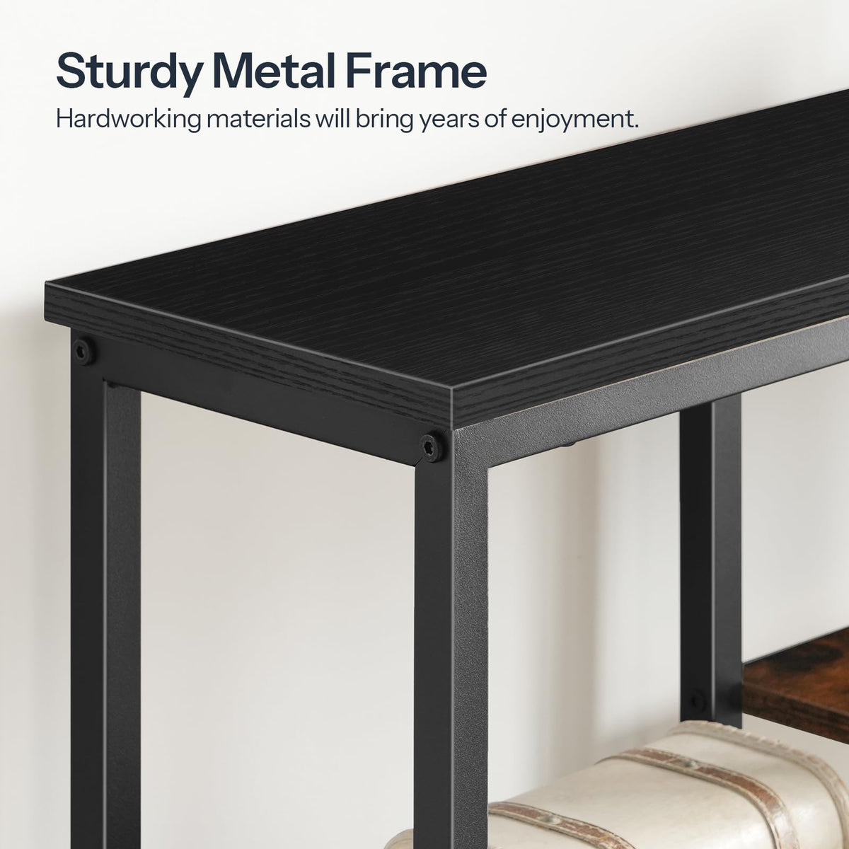 HOOBRO Console Table, Narrow Console Table, Slim Sofa Table with 4-Tier Storage Shelves, Industrial Hallway Table with Metal Mesh Shelf, for Hallway