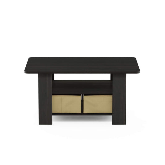 Furinno Andrey Coffee Table with Bin Drawer, Espresso/Brown, 80 (W) x 39.6 (H) x 48.3 (D) cm