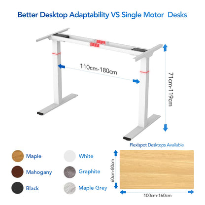 FLEXISPOT Standing Desk Dual Motors，Sit Stand Desk Height Adjustable Desk Stand Up Desk Electric Standing Desk Adjustable Standing Desk