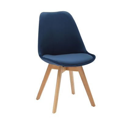 RED HERON Velvet Upholstered Dining Chair with Solid Beech Wood Legs for Mid Century Modern Dining Room Living Room Bedroom Kitchen & Lounge