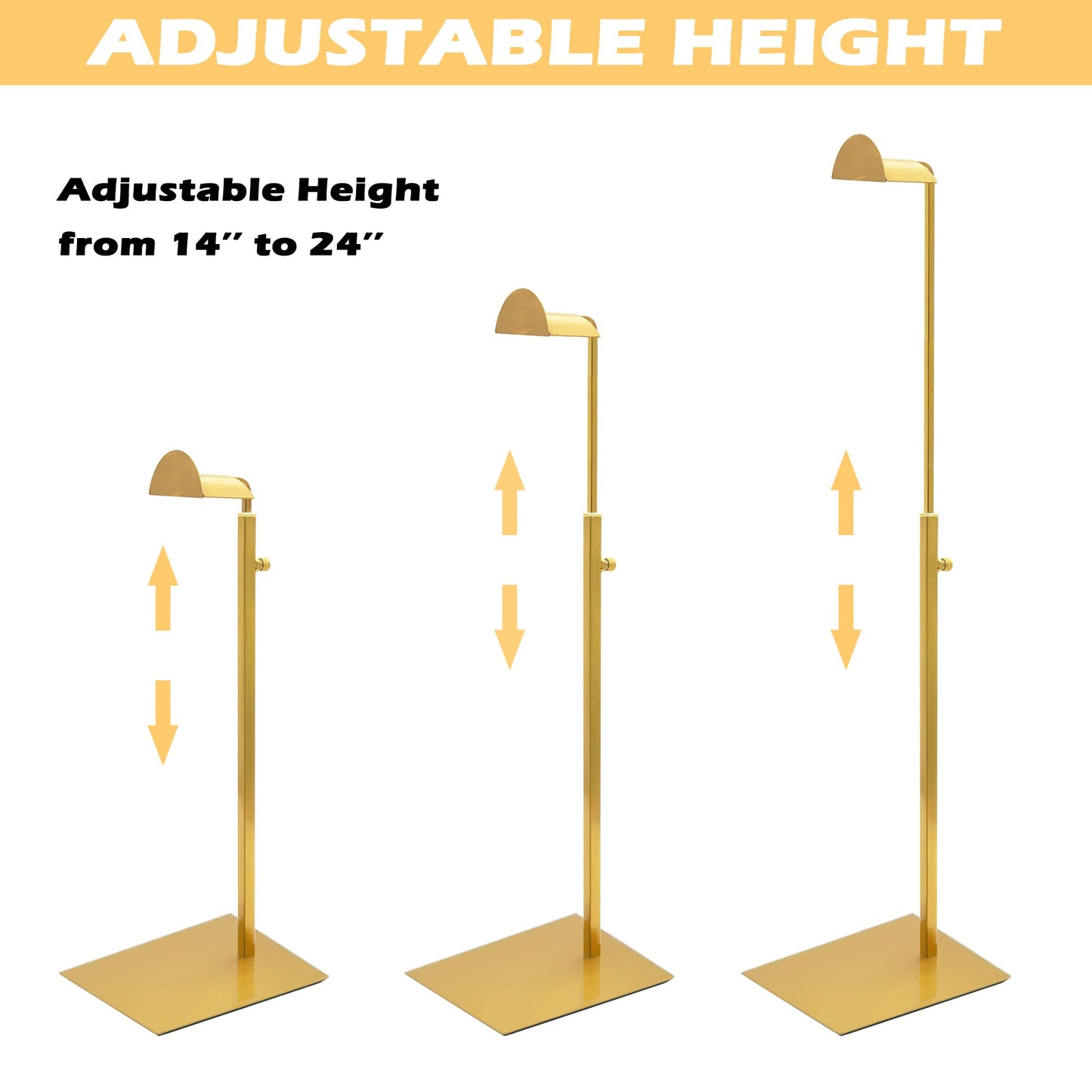 Royxen 3 Pack Handbag Rack Stainless Steel with Adjustable Height, Purse Display Stand Gold