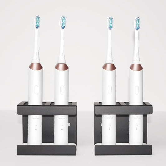 Set of 2 Electric Toothbrush Holder Wall Mounted, 18/8 Stainless Steel Toothbrush Stand with Diatomite Dish, 3M Self Adhesive Toothbrush Storage Rack