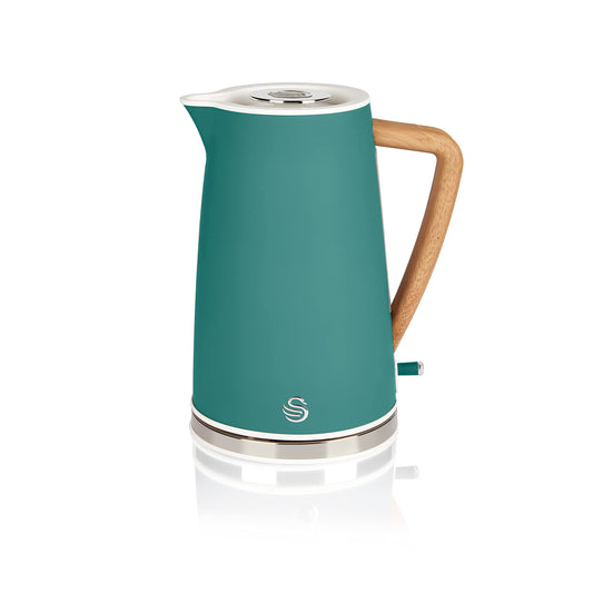Swan SK14610GREN Nordic Jug Kettle, Wood Effect, Soft Touch, 1.7L 3KW, Matte Pine Green