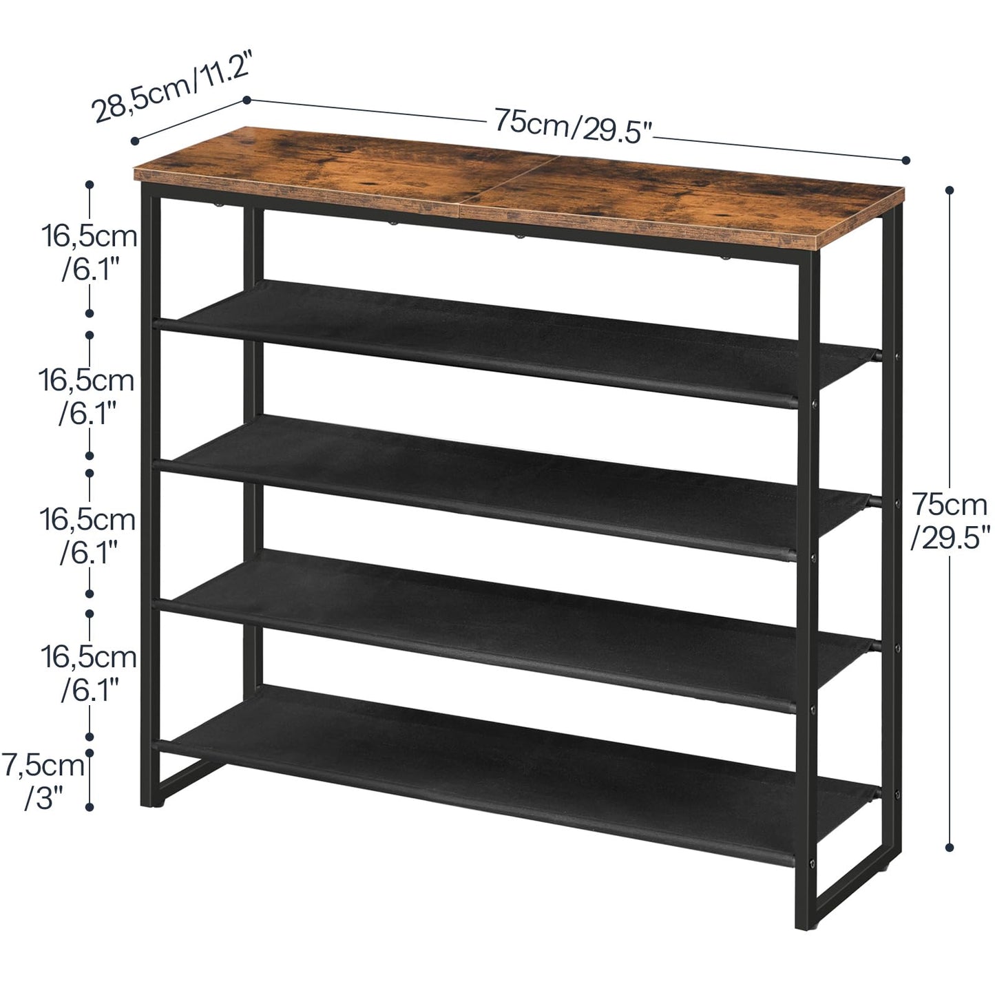 HOOBRO Shoe Rack, 5 Tier Shoe Storage Organizer with 4 Oxford Fabric Shelves and Top Panel, Holds 16-20 Pairs of Shoes, for Entryway and Closet