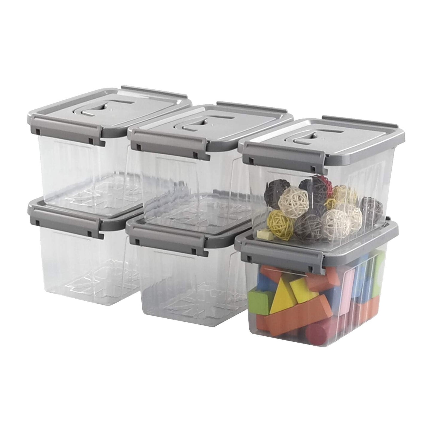 Gitany 3 Liter Small Plastic Containers Set of 6, Clear Storage Boxes with Lids